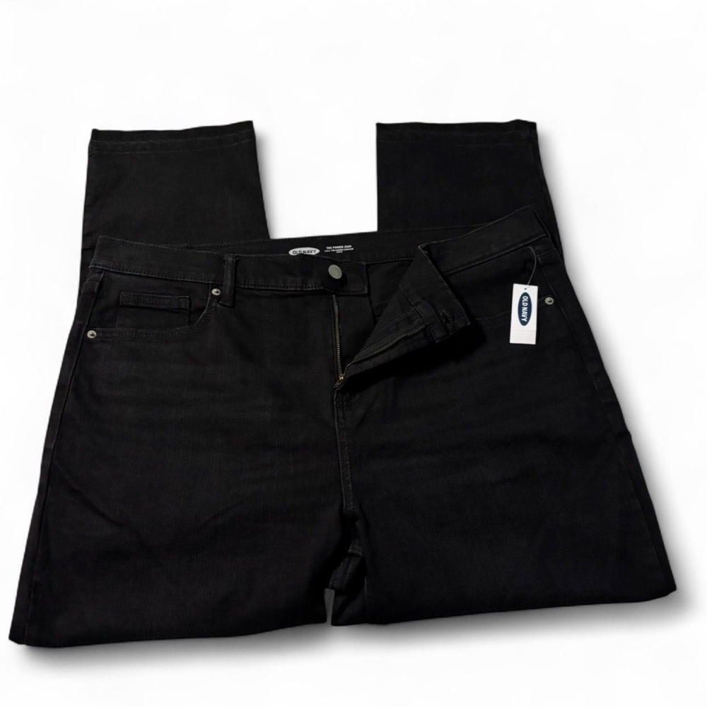 Old Navy Women's 18 The Power Jean High Rise Straight Leg Ankle Black Distressed - Picture 4 of 7